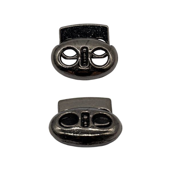 Фиксатор (зажим) для шнура металл плоский 2 отв. 17х15.5 мм, ⌀4,5 мм, 4 шт, металл, Hobby&Pro, чер.никель