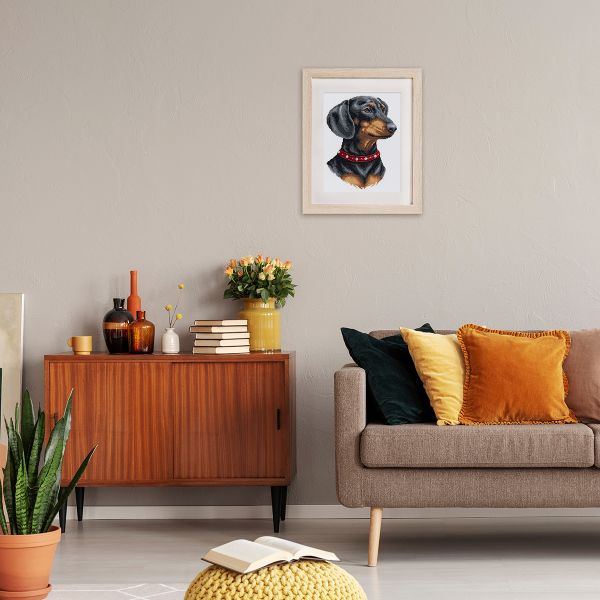 Набор для вышивания нитками Panna J-7469, Такса, 19х24.5 см