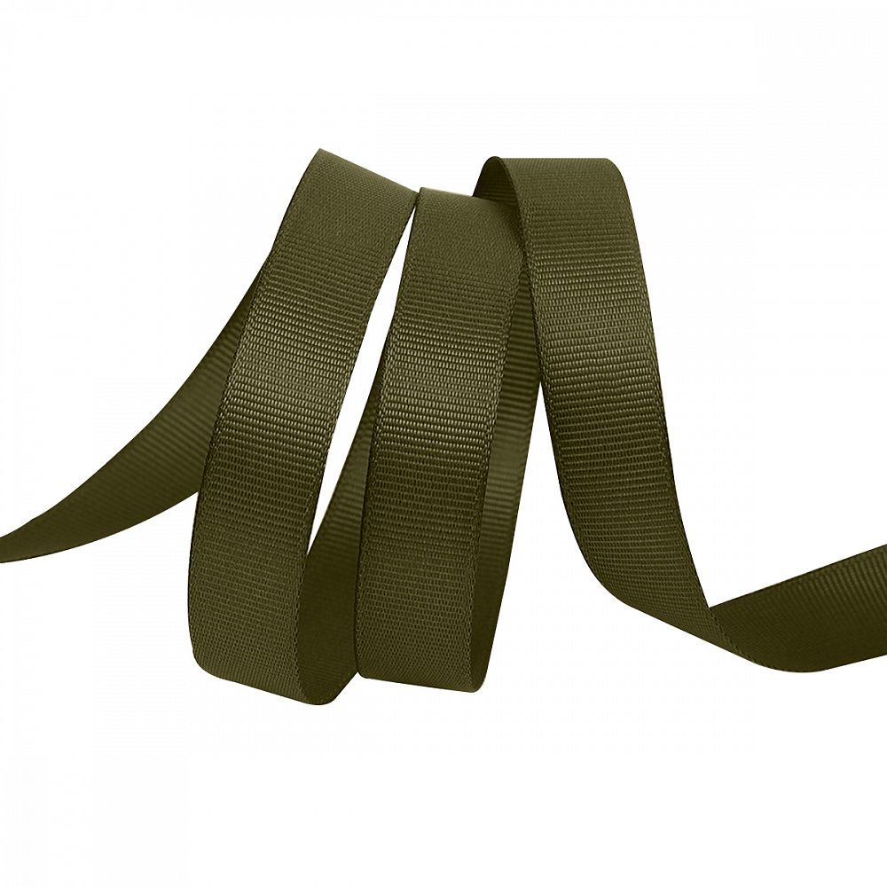 Лента репсовая (в рубчик) 15.0 мм цв. 569 хаки уп.22.86м (±1м)