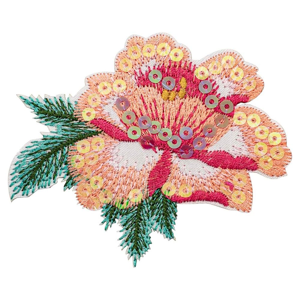 Термоаппликация "Розовый цветок", 7.6х6.5см
