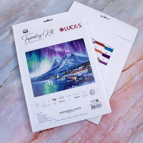 Набор для вышивания нитками Luca-S G705, гобелен Северное сияние, 20х15см