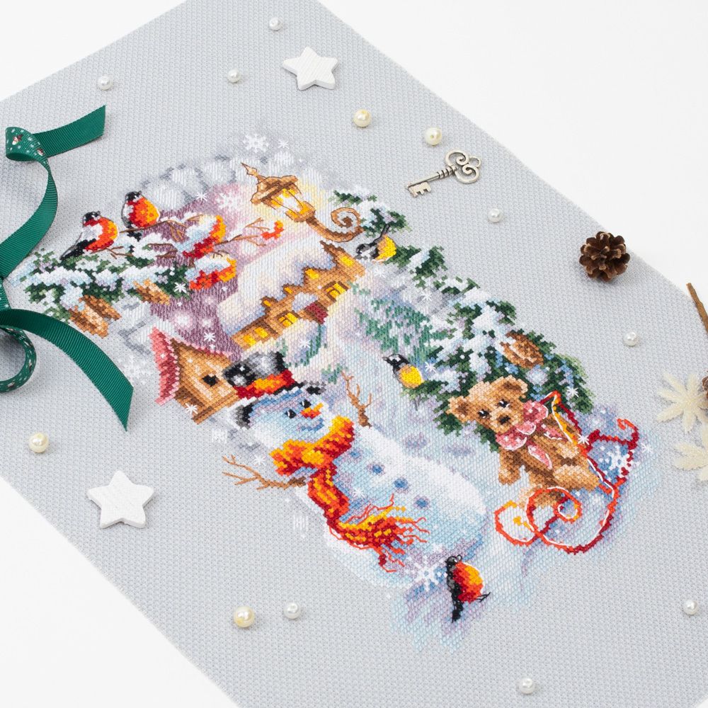 Набор для вышивания нитками Чудесная игла, Веселая зима, 17х27 см