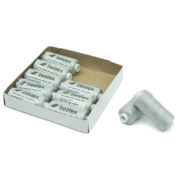 Нитки швейные бытовые Bestex 40/2, 365 м (400 ярд) / 10 кат., 308 пепельно-голубой