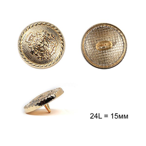 Пуговицы на ножке металл С-ME309 цв.золото 24L-15мм, 24 шт