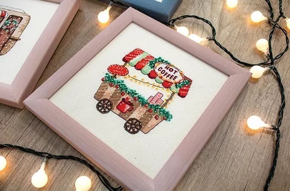 Набор для вышивания нитками LetiStitch, Счастливых праздников 14х8, 13х10, 11х11 см