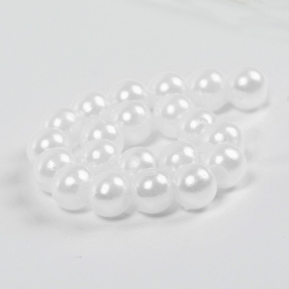 Бусины пластик (перламутр) ⌀4 мм, цв.033 белоснежный, уп.50г (1500 шт), Magic4Hobby
