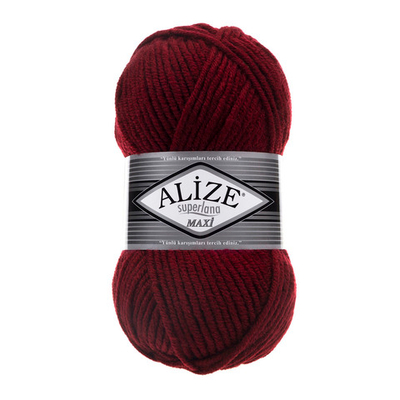 Пряжа Alize (Ализе) Superlana Maxi / уп.5 мот. по 100 г, 100м, 057 бордовый А