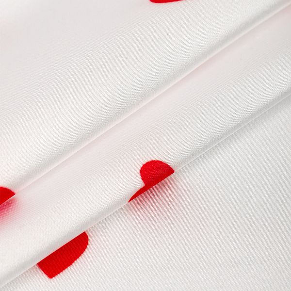 Шелк Армани 90 г/м², 150 см / 2 метра, TBYArm-hrt1, белый сердечки