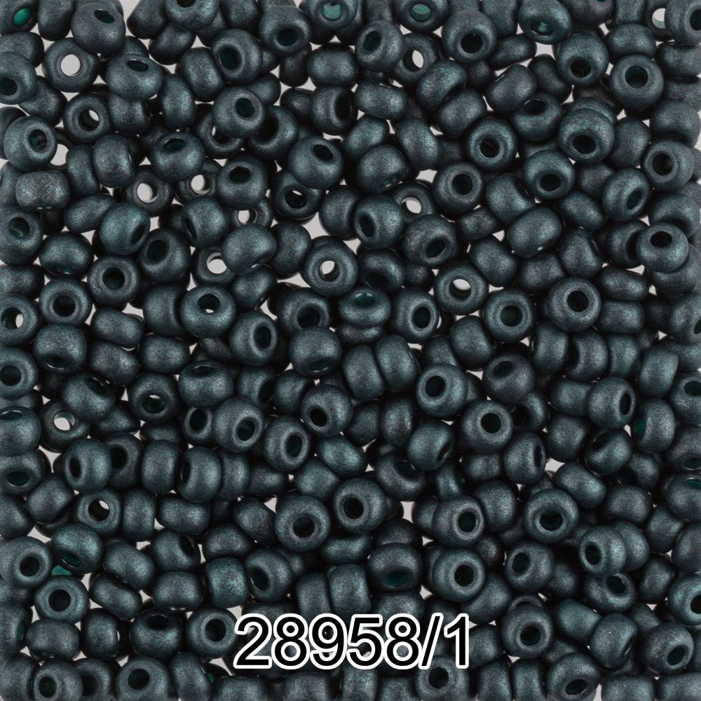Бисер Preciosa 10/0 (2.3 мм), 500 г, 28958/1 (Ф448) т.зеленый мат.