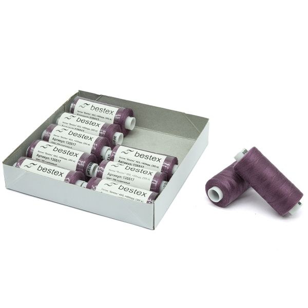Нитки швейные бытовые Bestex 40/2, 365 м (400 ярд) / 10 кат., 299 темно-сиреневый