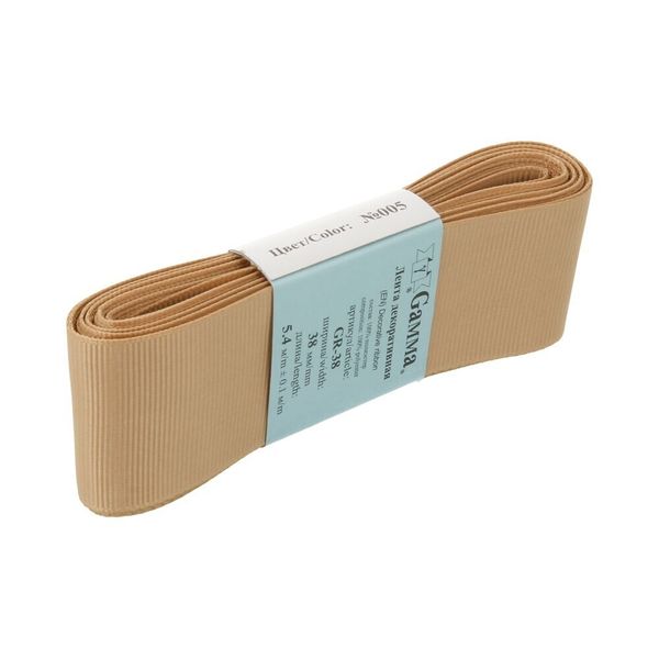 Лента репсовая нарезка 38.0 мм / 5 шт по 5.4 метра, 005 бежевый, Gamma GR-38
