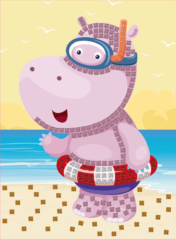 Мозаика 19.5х26.5 см, №10 Бегемот на море, Hobbius MDS-07