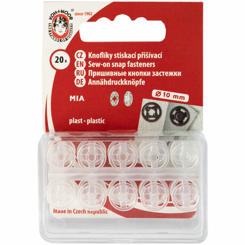 Кнопка пришивная пластик ⌀10 мм, 20 шт, белый, KOH-I-NOOR 11 (MIA1020 №3)