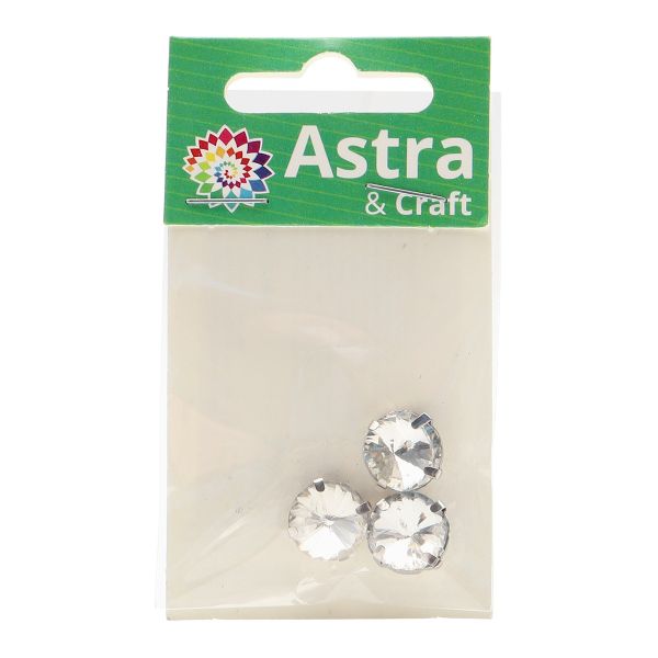 Хрустальные стразы в цапах круглой формы, белый 12 мм, 3 шт. Astra&Craft, РЦ001НН12