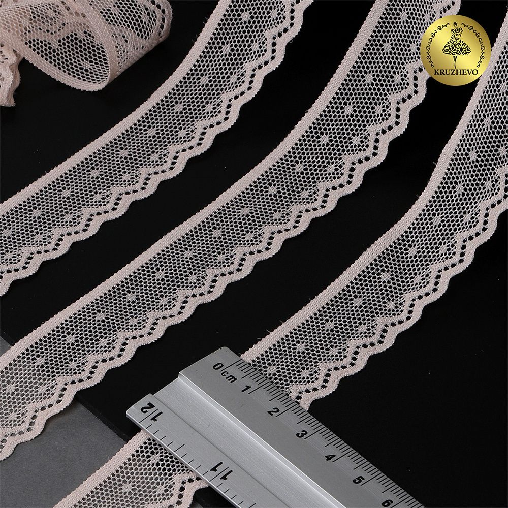 Кружево стрейч (эластичное) 25 мм / 5 метров, TBY.8028, цв.L168 серебристый пион, 1385603