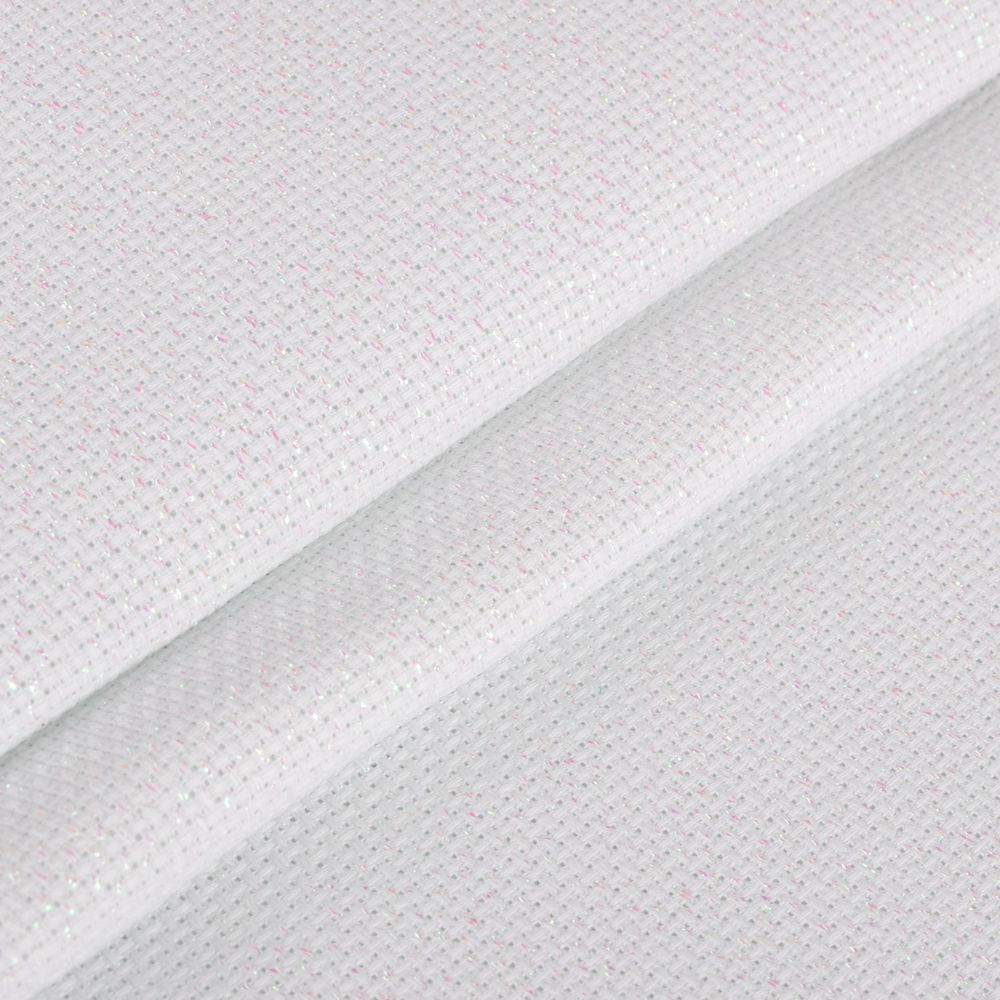 Канва Aida 14 ct, 150 см / 10 метров, белый с перламутровым люрексом, Gamma K04L