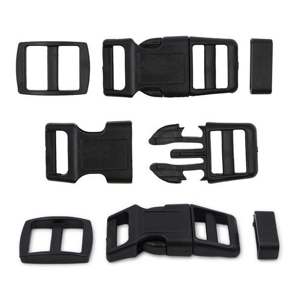 Фастекс (пряжка трезубец), рамка и рамка-регулятор 15мм, пластик, (2 компл.) Hobby&Pro, черный, A03001037-15