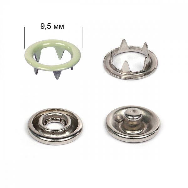 Кнопка рубашечная (джерси) открытая ⌀9.5 мм, НЕРЖ.СТАЛЬ, 244 светло-зеленый, 500шт, TBY
