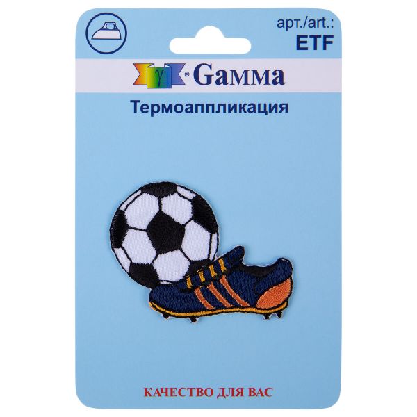 Термоаппликация, 1 шт, 01-247 Мяч с бутсой 5х3.9 см, ETF, Gamma ETF