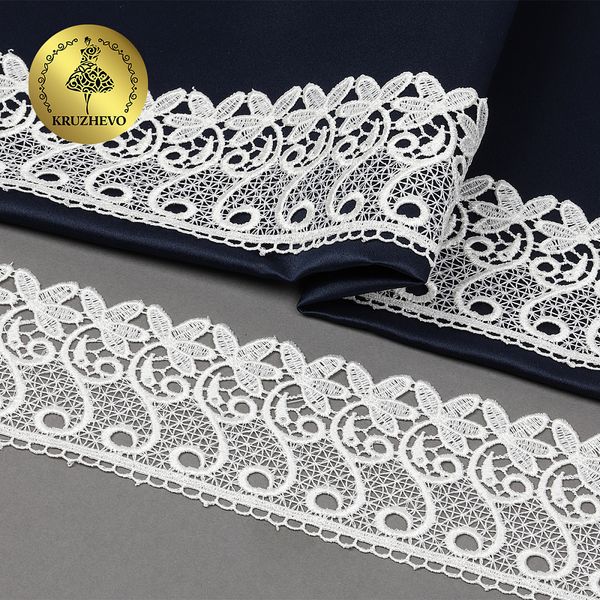 Кружево гипюр (плетёное) 70 мм, диз. 110, цв.02 молочный, уп. 9 м, Kruzhevo