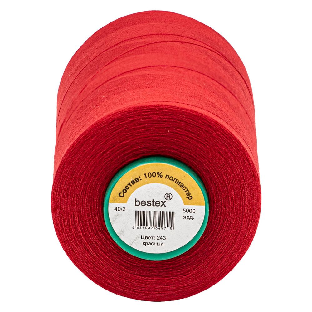 Нитки универсальные Bestex 40/2, 4570 м (5000 ярд) / 1 кат., 243 красный