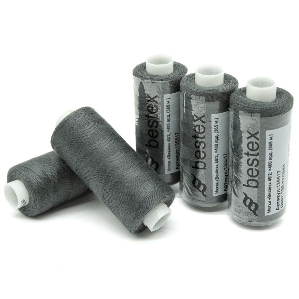 Нитки швейные бытовые Bestex 40/2, 365 м (400 ярд) / 10 кат., 188 темно-серый