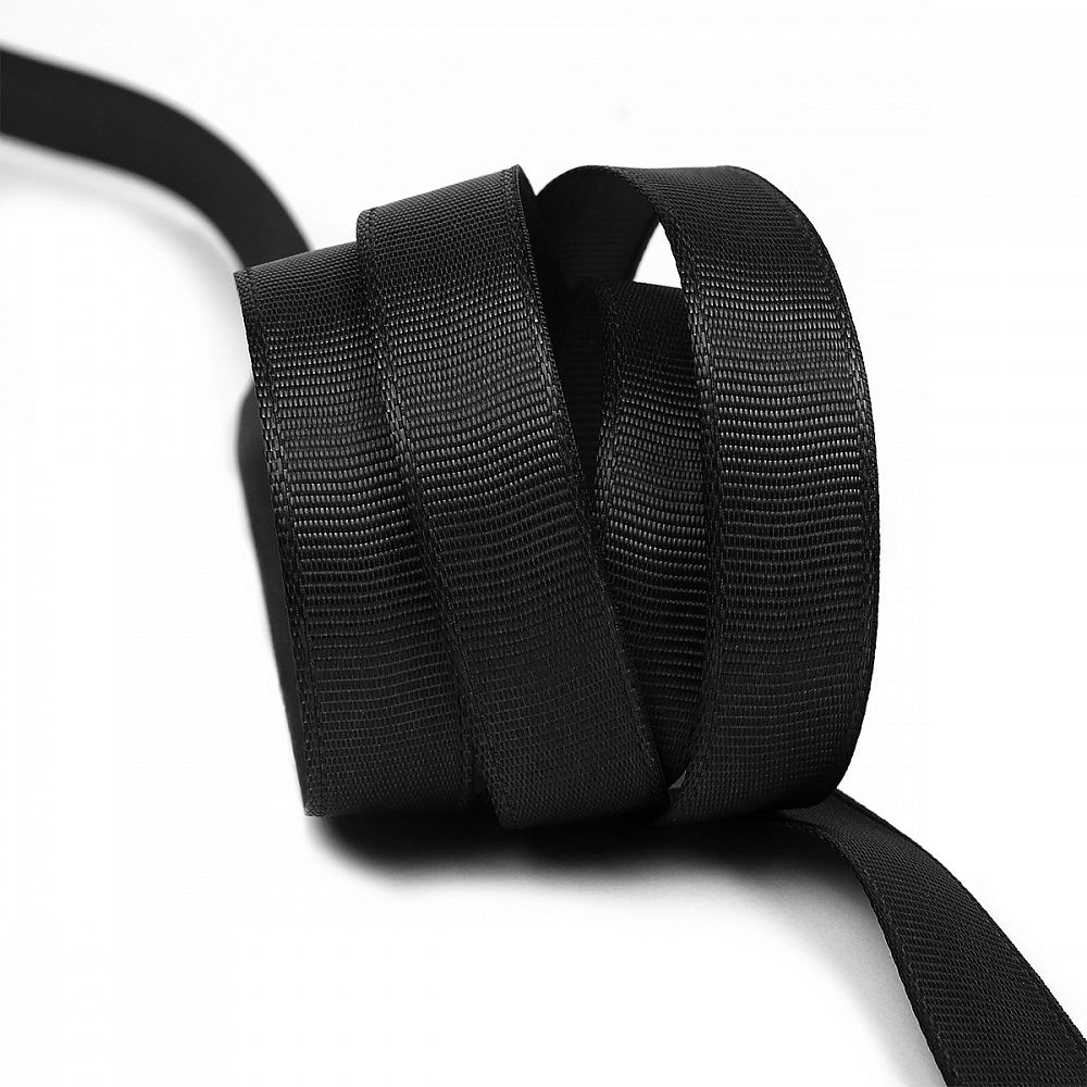 Лента репсовая (в рубчик) 15.0 мм цв. 030 черный уп.91.4м