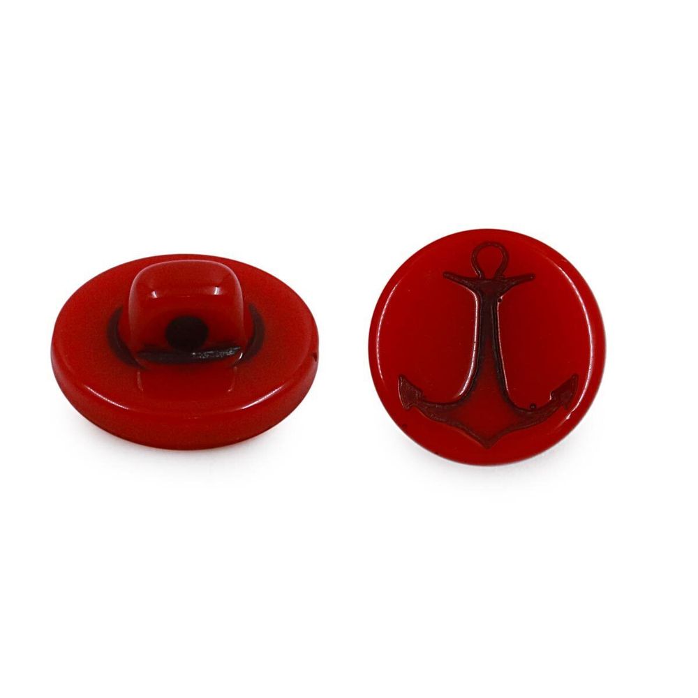Пуговицы на ножке (3.00-1096-15) Якорь (красный), Б65, 50 шт