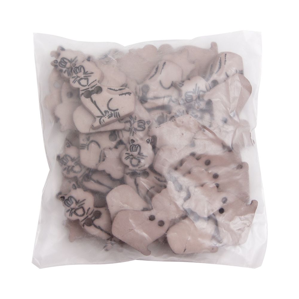 Украшения декоративные пуговицы Котик, 34 мм (032), 36 шт