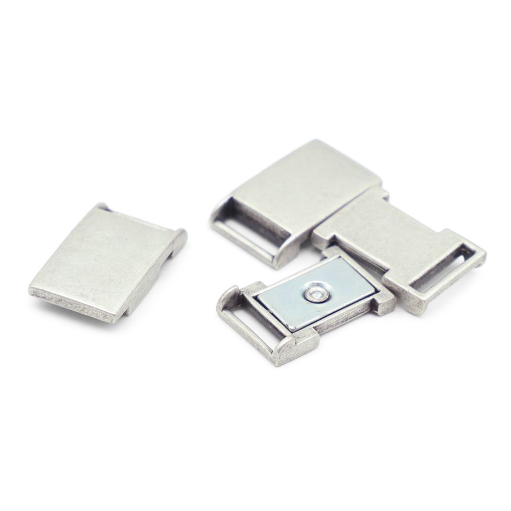 Пряжка-застежка магнитная 10 мм темное серебро, металл, 2 шт, BIG