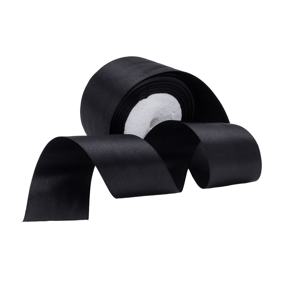 Лента атласная 1-сторонняя 50.0 мм / 22.86±1 метров, аналог 7730446, 39 черный, DDZ2401, Globus