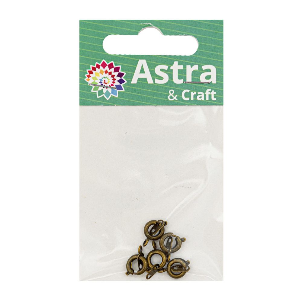 Замок для бус кольцо с ответной частью, 9 мм, 5 шт в упак, Astra&Craft, латунь
