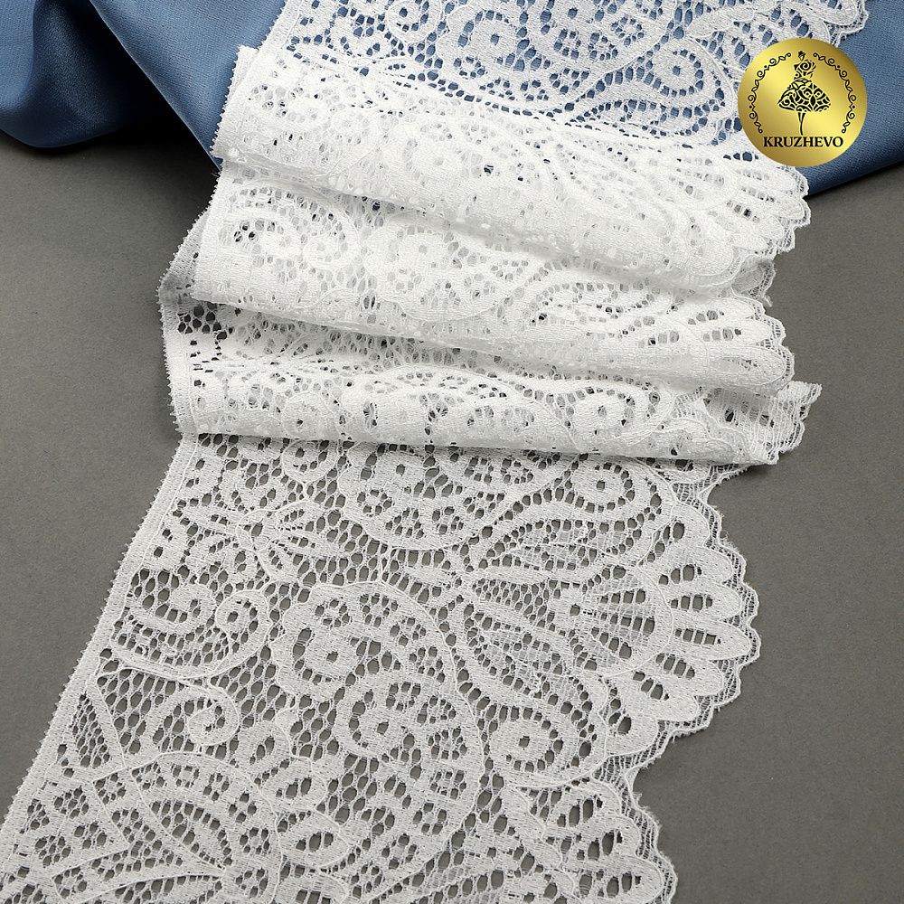 Кружево эластичное (стрейч) 110 мм, 40992PP цв.белый, 3 метра, Kruzhevo