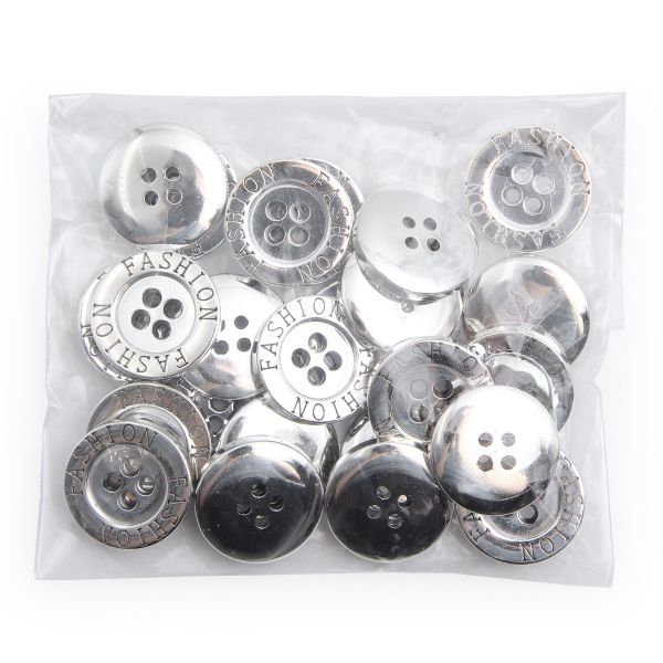 Пуговицы 4 прокола 32L (20мм), (Silver (серебристый)), 24 шт