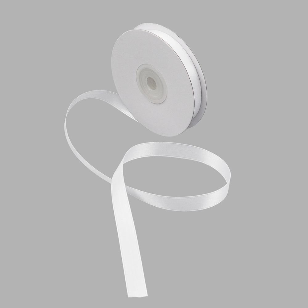 Лента атласная 2-сторонняя 12.0 мм / 22.86±1 метров, C1001 белый, 6102-0002, Globus