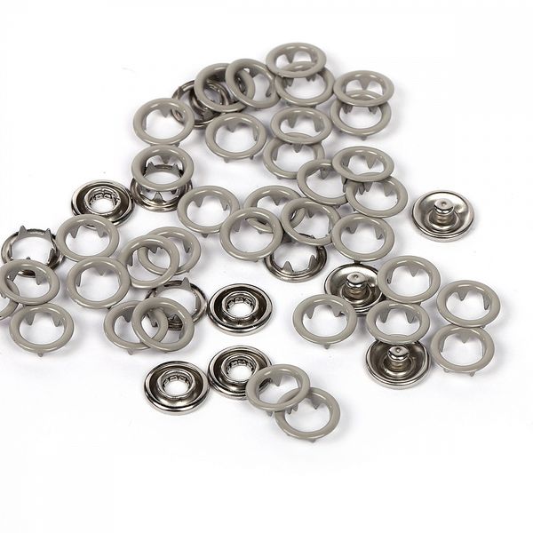 Кнопка рубашечная (джерси) открытая ⌀9.5 мм, НЕРЖ.СТАЛЬ, S204 (523) серый, 500шт, TBY