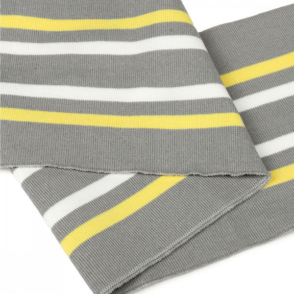 Подвяз (довяз) трикотажный 14.0х100 см, серый с белой и желтой полосами, двухслойный, 5 штук