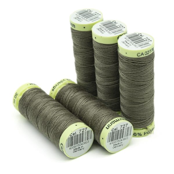 Нитки отделочные Gutermann Top Stitch, 30м, 727 дымчато серо-зеленый, 5 катушек