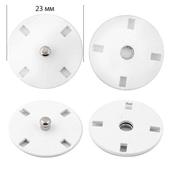 Кнопка пришивная металл ⌀23.0 мм, цв.белый, уп. 20 шт, TBY