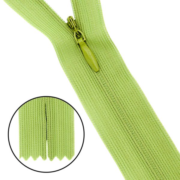 Молния потайная (скрытая) Т3 (3 мм) 1 зам., н/раз., 50 см, нейлон, F234 фисташковый, 10 шт