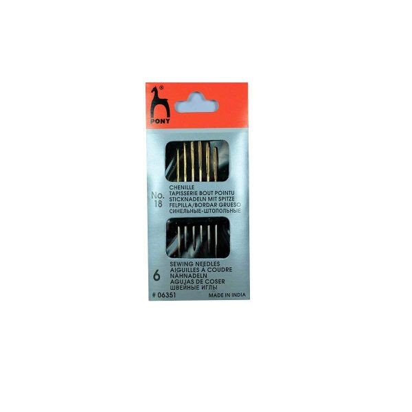 Иглы ручные для синели, глади №18,6 шт, Pony