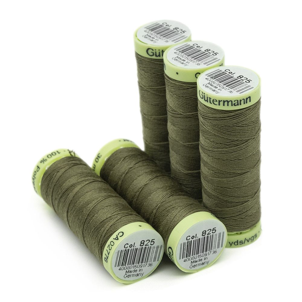 Нитки отделочные Gutermann Top Stitch, 30м, 825 золотисто-оливковый, 5 катушек