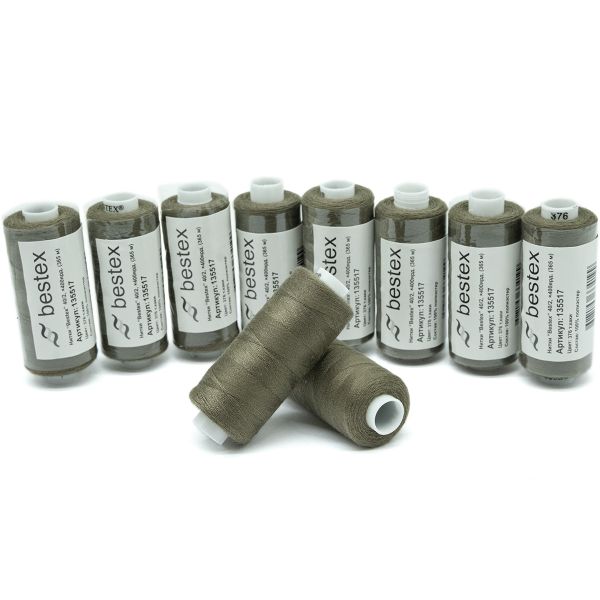 Нитки швейные бытовые Bestex 40/2, 365 м (400 ярд) / 10 кат., 376 оливково-серый