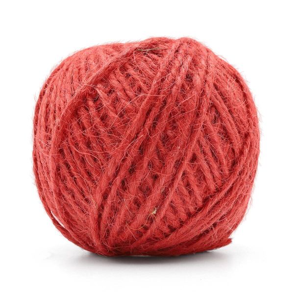 Шпагат джутовый 2-х ниточный ⌀1.12 мм, 50 м, 1120 текс, качество СВ, цветной (красный), 74973