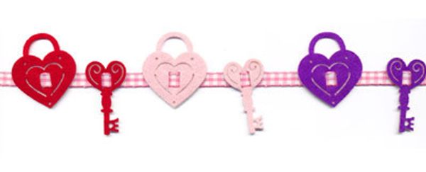 Лента из фетра 5 шт по 1 м, H003 ключ к сердцу, Annet JFL-01