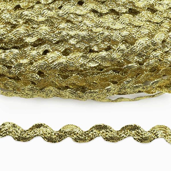 Тесьма вьюнчик с люрексом, 7 мм, 30м (золото), 30 м