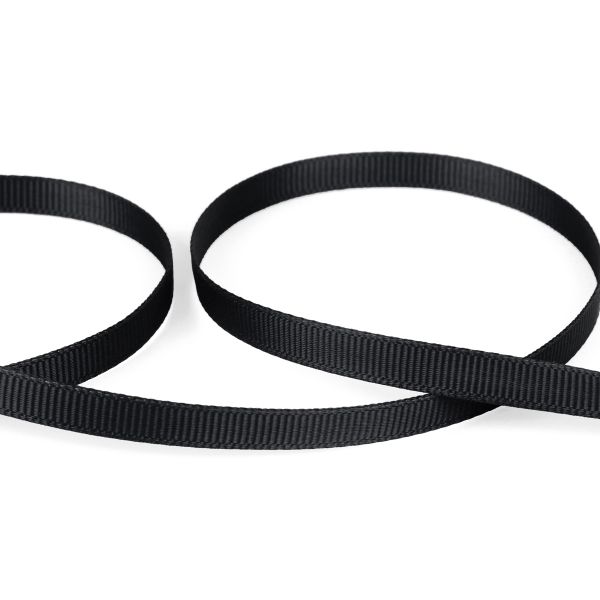 Лента репсовая (в рубчик) 6.0 мм / 45.5 метра, 123 черный, Gamma GR-06