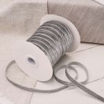 Лента бархатная (тесьма) с люрексом 10.0 мм / 32.9±2 метров, 182 серый