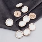 Пуговицы на ножке 32L=20 мм, металл, GD.White (золото-белый), 10 шт, MP05