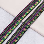 Лента (тесьма) жаккардовая 28.0 мм / 10±0.5 метров, черный/розовый, 2068